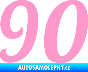 Samolepka Startovní číslo 90 typ 3   světle růžová