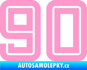 Samolepka Startovní číslo 90 typ 7 světle růžová