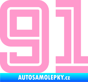 Samolepka Startovní číslo 91 typ 7 světle růžová