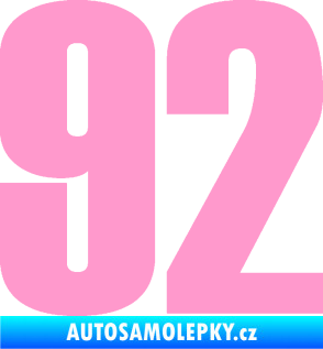 Samolepka Startovní číslo 92 typ 2  světle růžová