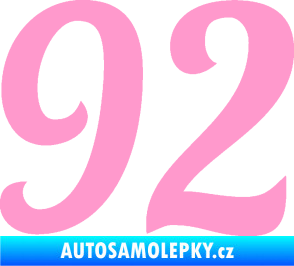 Samolepka Startovní číslo 92 typ 3   světle růžová