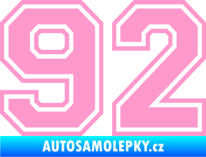 Samolepka Startovní číslo 92 typ 4 světle růžová