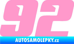 Samolepka Startovní číslo 92 typ 6 světle růžová