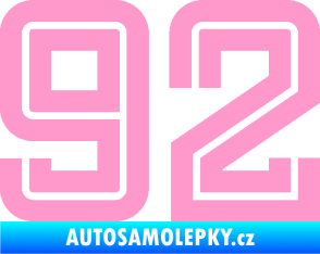 Samolepka Startovní číslo 92 typ 7 světle růžová