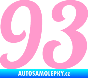 Samolepka Startovní číslo 93 typ 3   světle růžová
