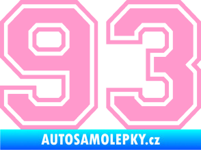 Samolepka Startovní číslo 93 typ 4 světle růžová