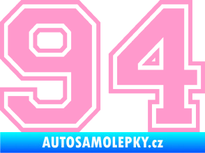 Samolepka Startovní číslo 94 typ 4 světle růžová