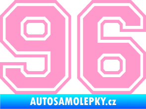 Samolepka Startovní číslo 96 typ 4 světle růžová