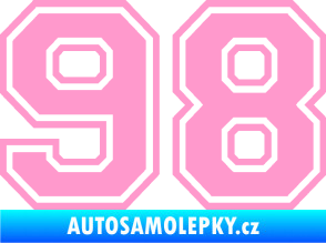Samolepka Startovní číslo 98 typ 4 světle růžová