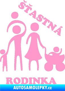 Samolepka Šťastná rodinka světle růžová