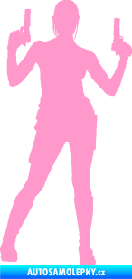 Samolepka Střelkyně 002 pravá girl with gun světle růžová