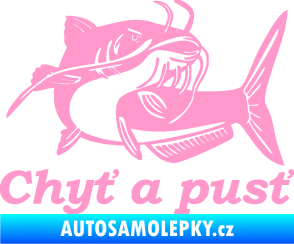 Samolepka Sumec 002 chyť a pusť pravá světle růžová