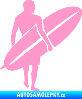 Samolepka Surfař 004 pravá světle růžová