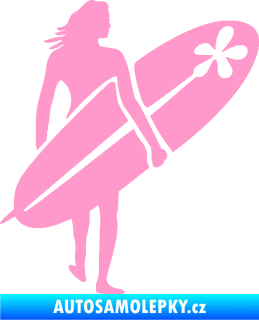 Samolepka Surfařka 003 pravá světle růžová