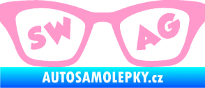 Samolepka Swag nápis v brýlích světle růžová