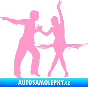Samolepka Tanec 009 levá latinskoamerický tanec pár světle růžová