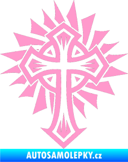 Samolepka Tetování 118 kříž světle růžová