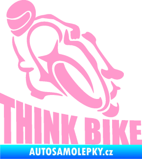 Samolepka Think bike 001 motorkář světle růžová