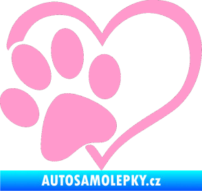 Samolepka Tlapka love levá světle růžová