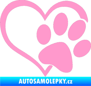Samolepka Tlapka love pravá světle růžová