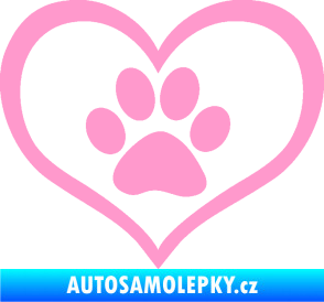 Samolepka Tlapky love 002 světle růžová