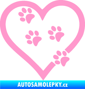 Samolepka Tlapky love 006 levá světle růžová