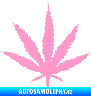 Samolepka Travka 001 lístek marihuany světle růžová
