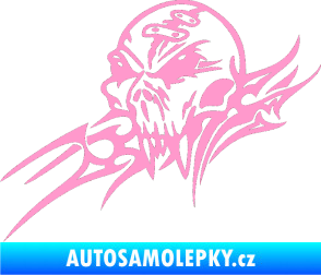 Samolepka Tribal skull levá lebka světle růžová