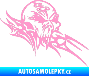 Samolepka Tribal skull pravá lebka světle růžová