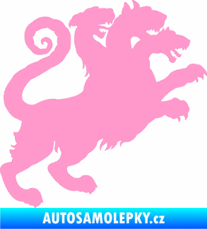 Samolepka Trojhlavý pes kerberos 002 pravá světle růžová