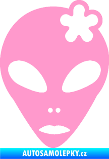 Samolepka UFO 009 slečna s kytičkou pravá světle růžová
