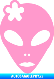 Samolepka UFO 009 slečna s kytičkou levá světle růžová