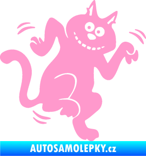 Samolepka Veselá kočka pravá světle růžová