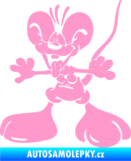 Samolepka Veselý myšák levá světle růžová