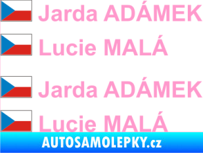 Samolepka Vlajka ČR se jménem světle růžová