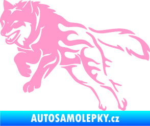 Samolepka Vlk 002 levá světle růžová