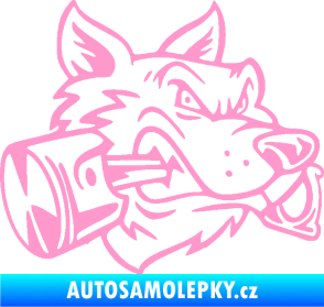 Samolepka Vlk 032 pravá moto s pístem světle růžová