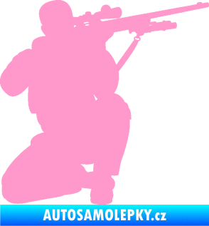 Samolepka Voják 010 pravá sniper světle růžová
