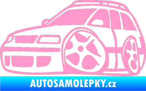 Samolepka VW Passat b6 karikatura levá světle růžová