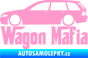 Samolepka Wagon Mafia 002 nápis s autem světle růžová