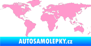 Samolepka World mapa světa světle růžová