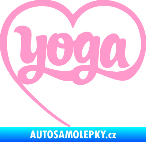 Samolepka Yoga nápis v srdíčku světle růžová