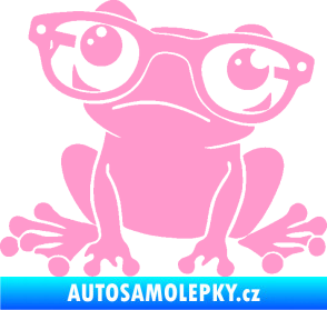 Samolepka Žába 011 levá kouká s brýlemi světle růžová