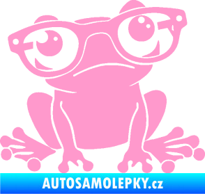 Samolepka Žába 011 pravá kouká s brýlemi světle růžová