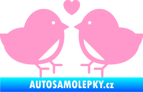 Samolepka Zamilovaní ptáčci 001 se srdíčkem světle růžová