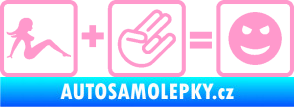 Samolepka Žena + shocker = šklebící se smajlík pravá světle růžová