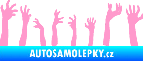Samolepka Zombie 002 levá mrtví vylézají z hrobu světle růžová