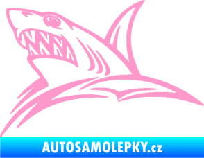 Samolepka Žralok 020 levá v moři světle růžová