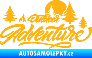 Samolepka Adventure outdoor nápis les,hory a táborák světle oranžová