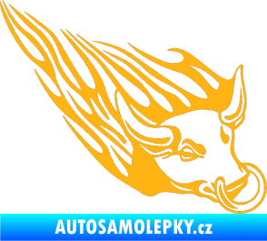 Samolepka Animal flames 010 pravá býk s kruhem světle oranžová